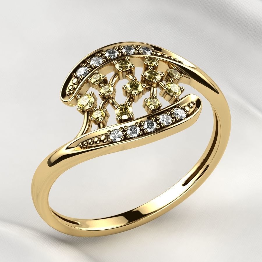 Emerald Gems Gold Ring 3D print model_10