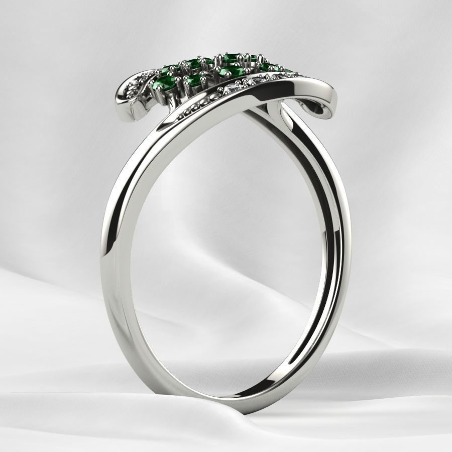 Emerald Gems Gold Ring 3D print model_18