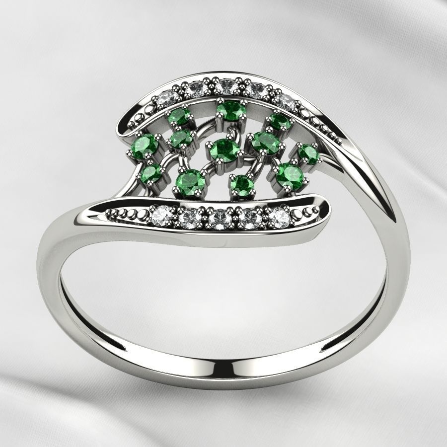 Emerald Gems Gold Ring 3D print model_13