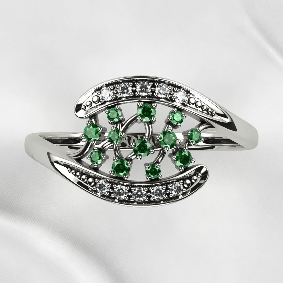 Emerald Gems Gold Ring 3D print model_14