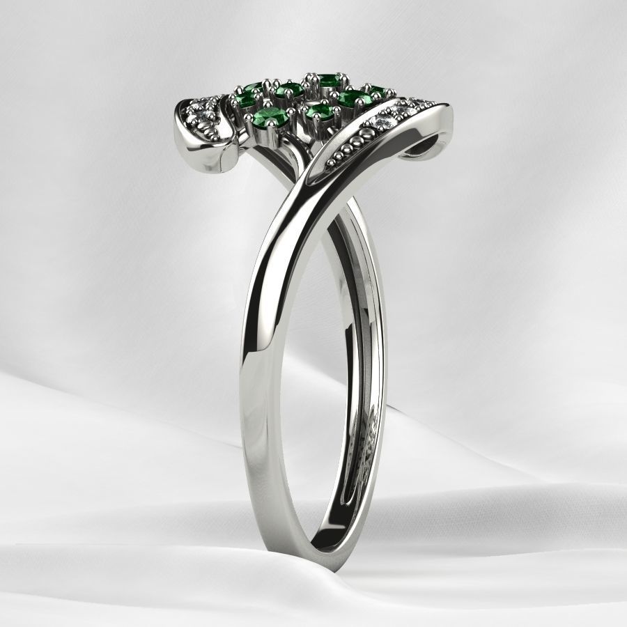 Emerald Gems Gold Ring 3D print model_20