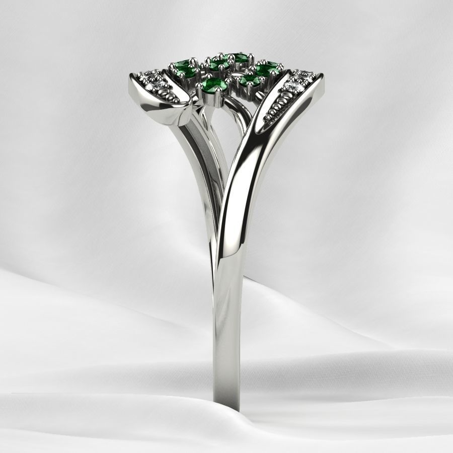 Emerald Gems Gold Ring 3D print model_21