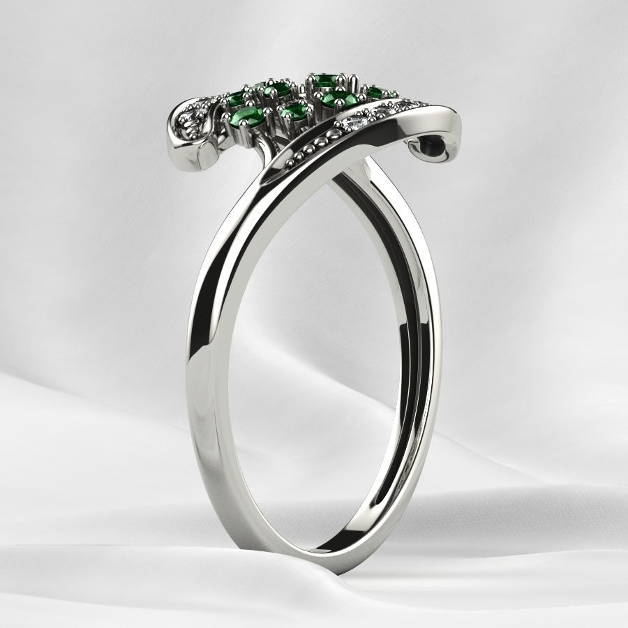 Emerald Gems Gold Ring 3D print model_19