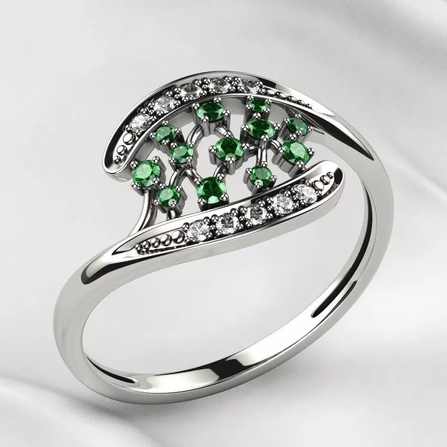Emerald Gems Gold Ring 3D print model_0