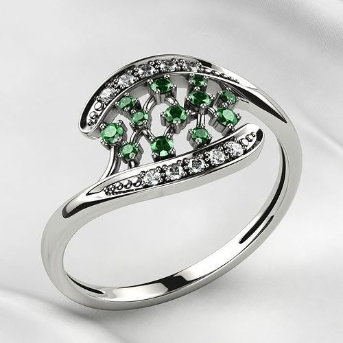 Emerald Gems Gold Ring 3D print model