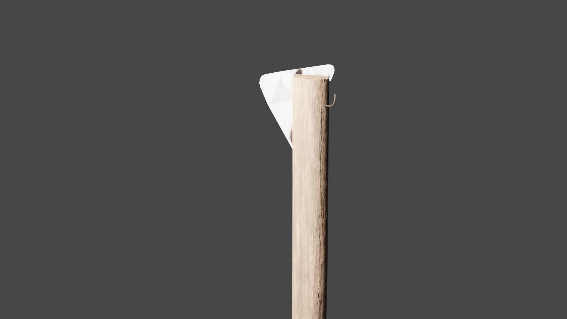 Wooden Pole Sign Yield 3D model_3