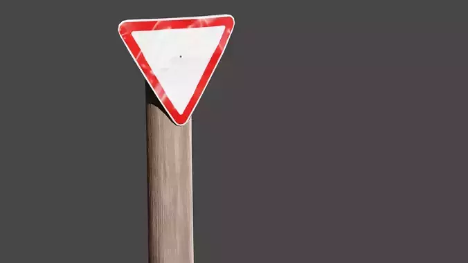 Wooden Pole Sign Yield 3D model