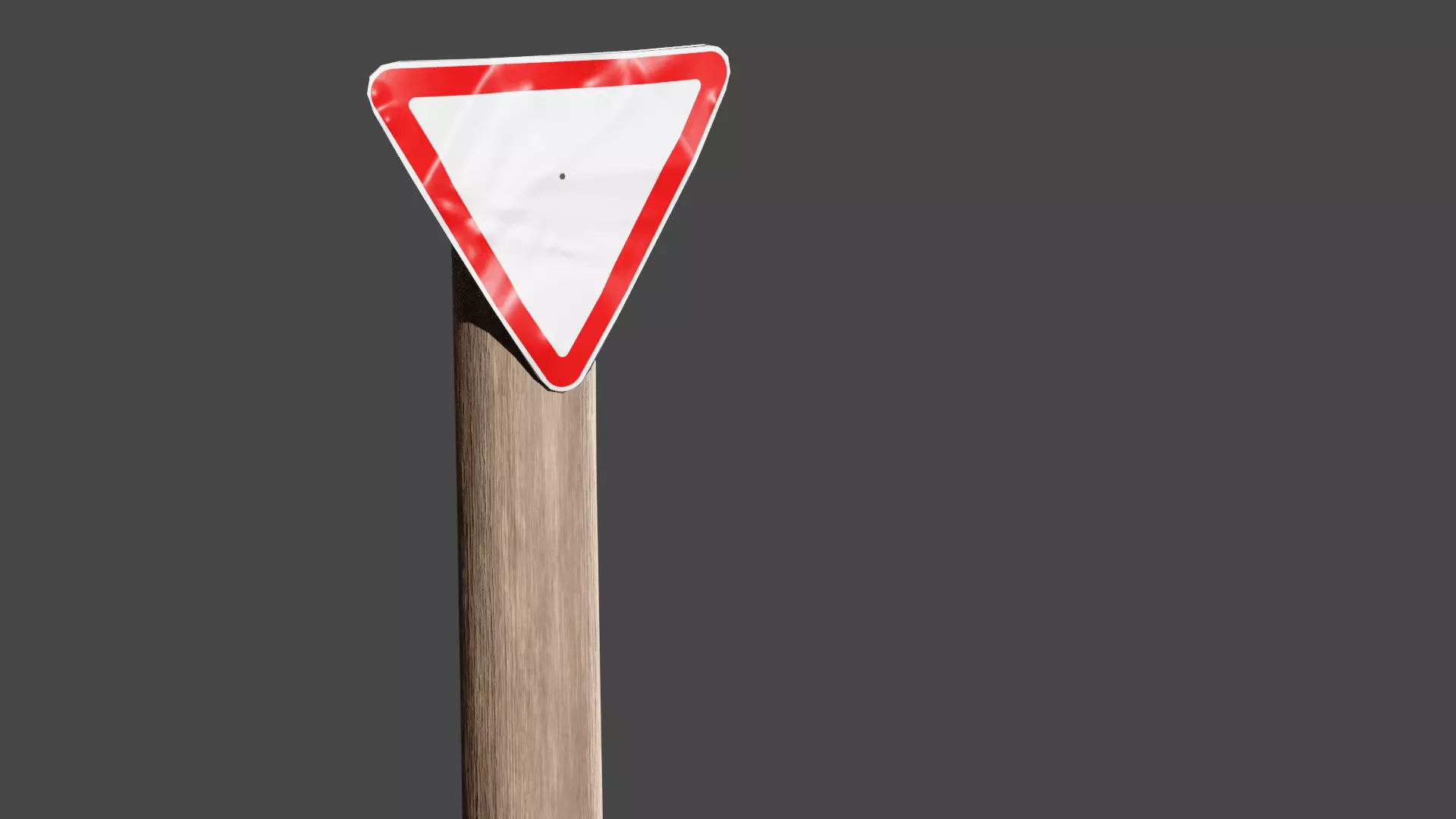 Wooden Pole Sign Yield 3D model_0