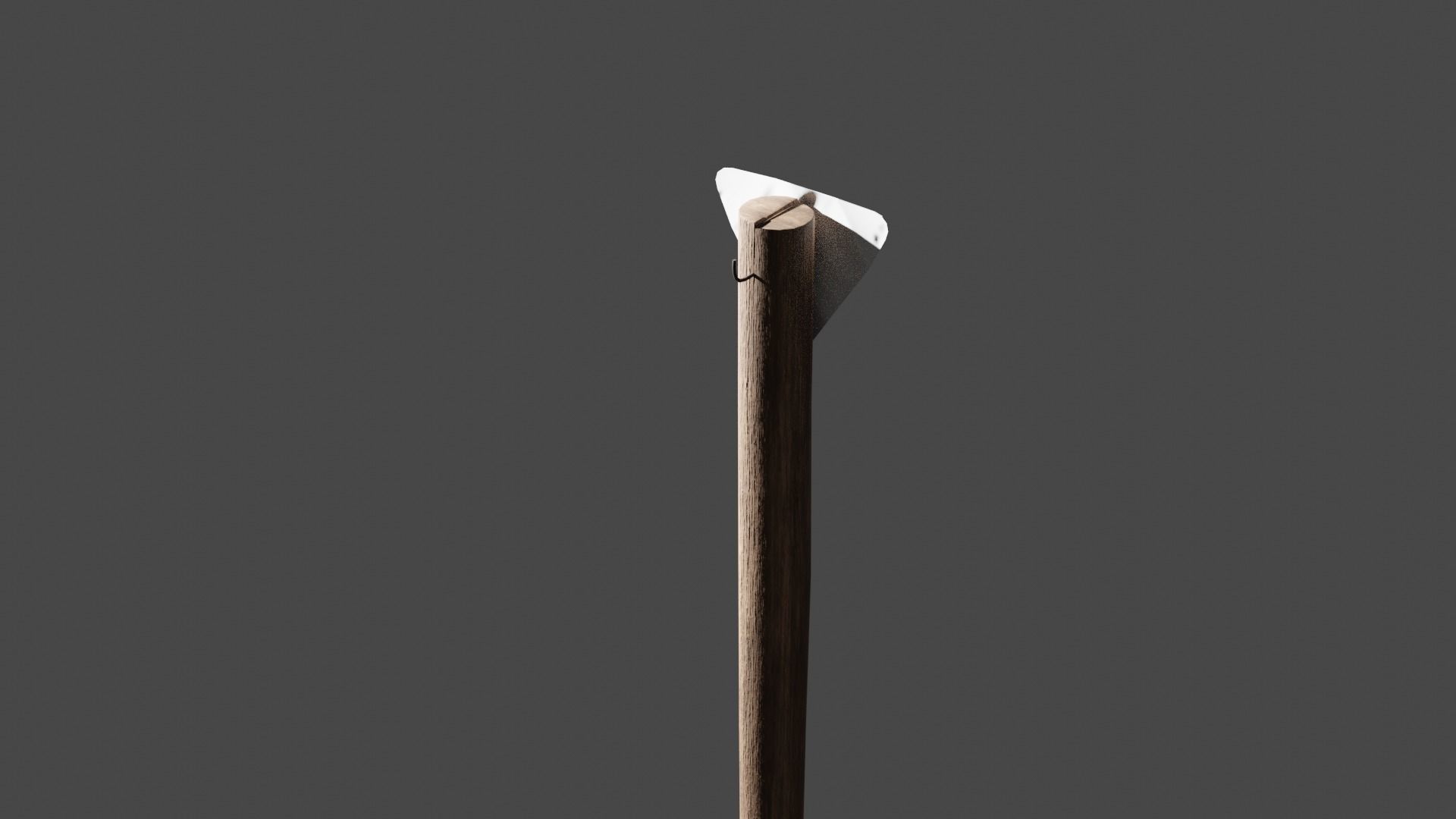Wooden Pole Sign Yield 3D model_1