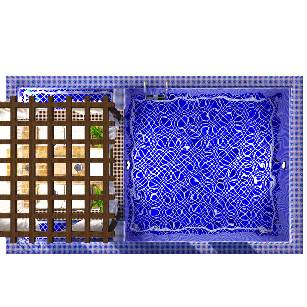 Pool with gazebo Low-poly 3D model_5