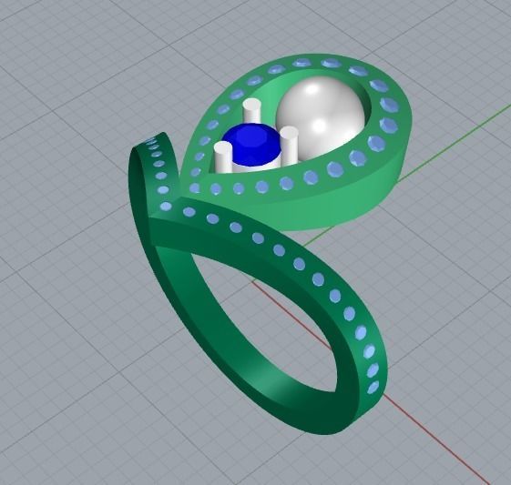 Chaumet ring with pearl 3D print model_7