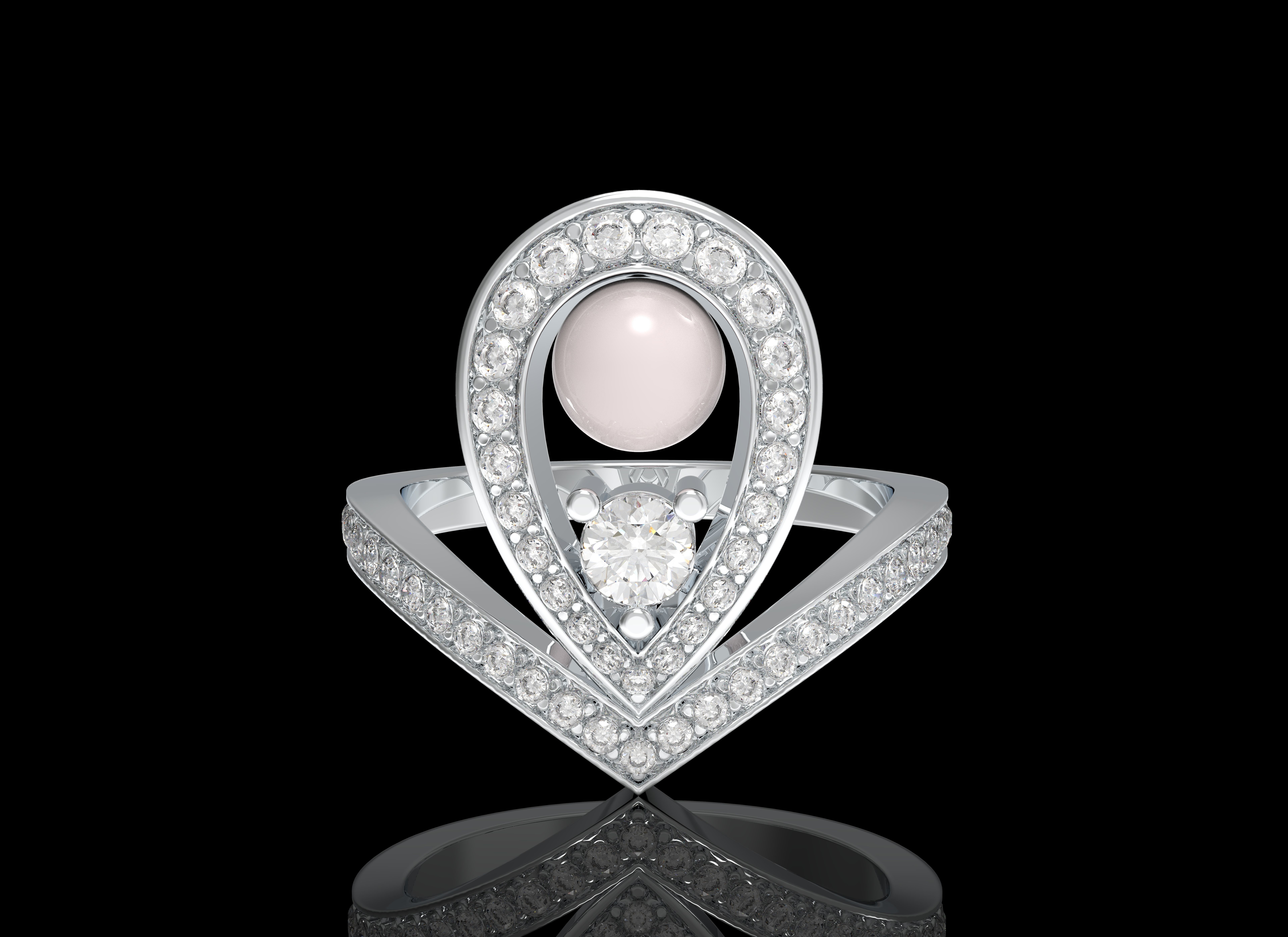 Chaumet ring with pearl 3D print model_2