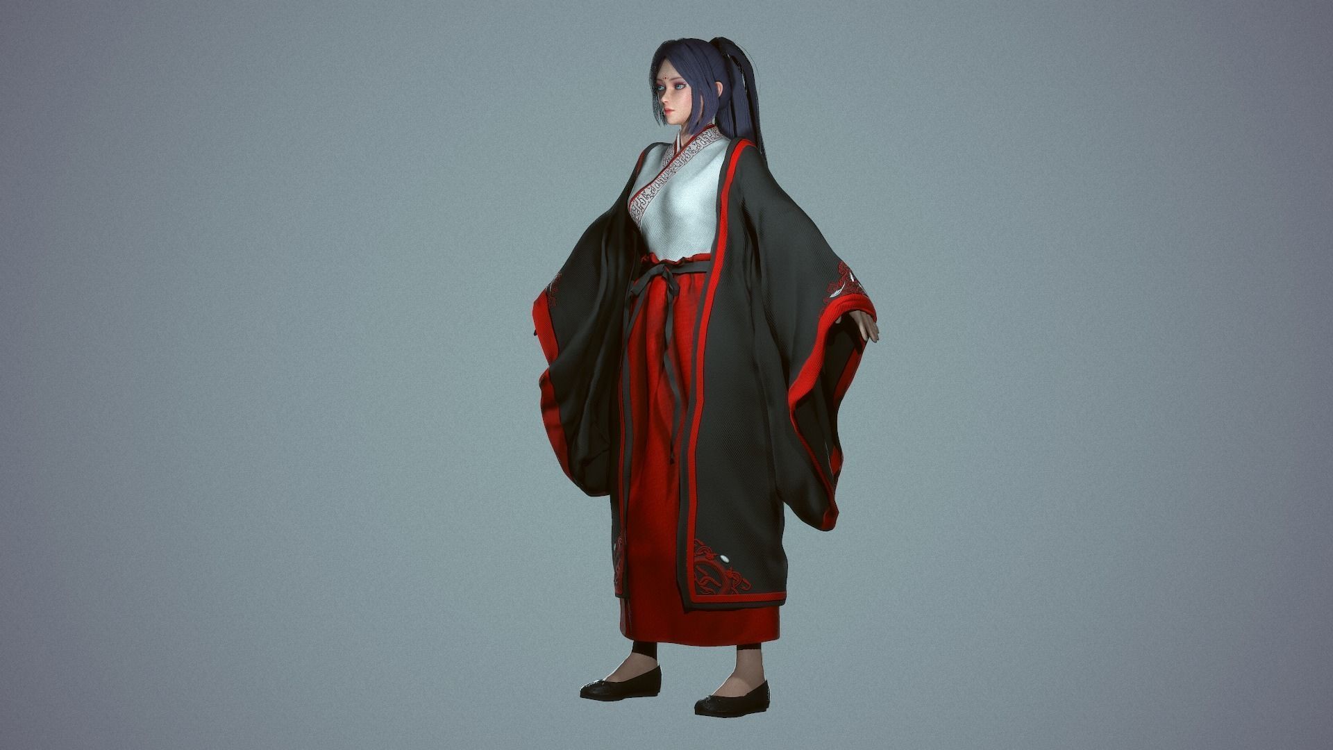 Chinese Adept Warrior - Game Ready Low-poly 3D model_5