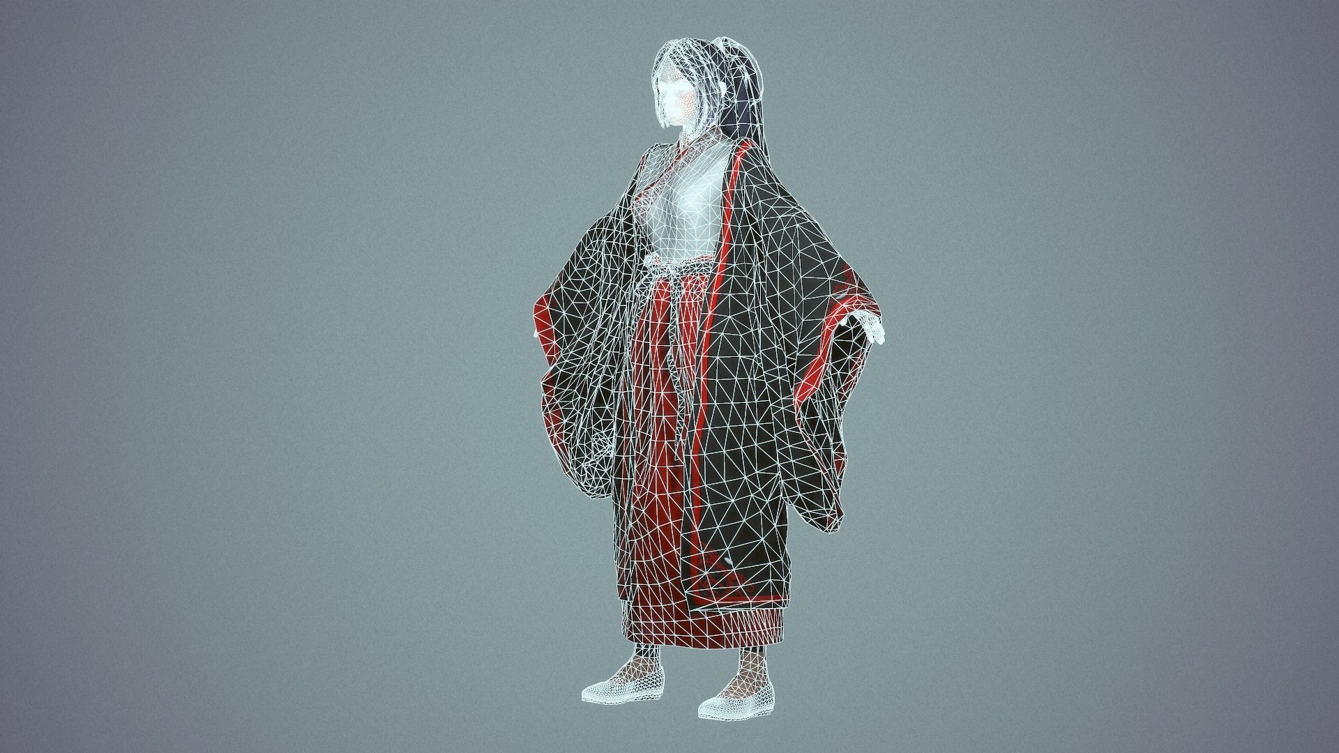 Chinese Adept Warrior - Game Ready Low-poly 3D model_12