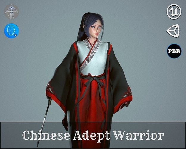 Chinese Adept Warrior - Game Ready Low-poly 3D model