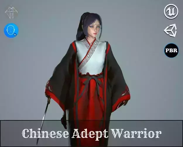 Chinese Adept Warrior - Game Ready Low-poly 3D model