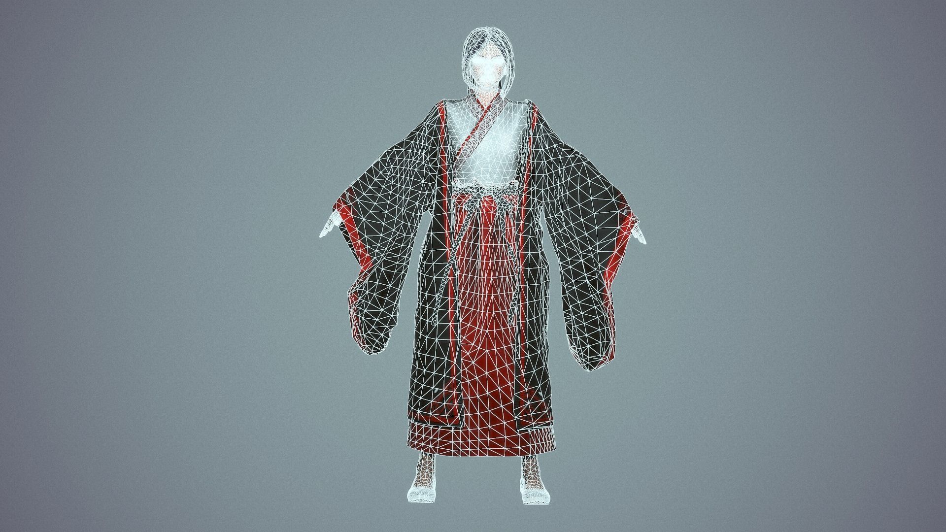 Chinese Adept Warrior - Game Ready Low-poly 3D model_11