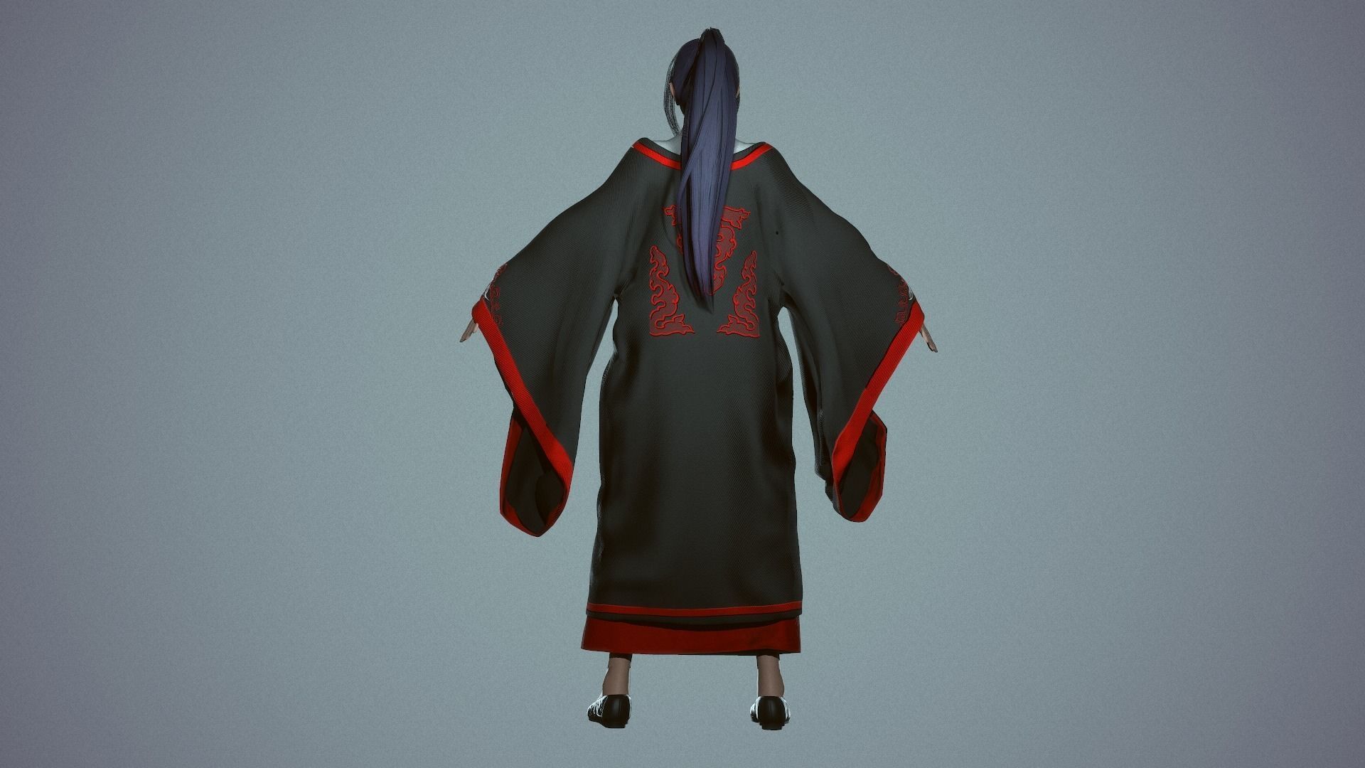 Chinese Adept Warrior - Game Ready Low-poly 3D model_4