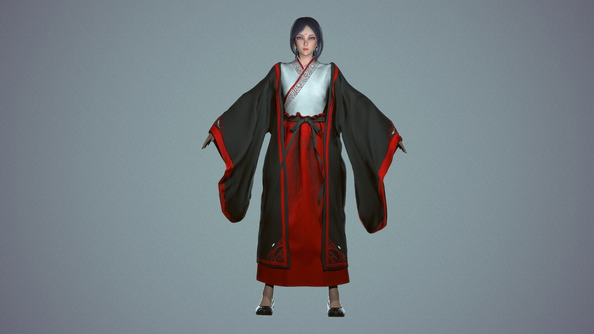 Chinese Adept Warrior - Game Ready Low-poly 3D model_2