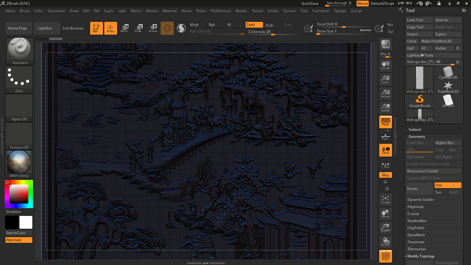 Mural landscape wood carving file stl OBJ and ZTL for CNC 3D print model_16