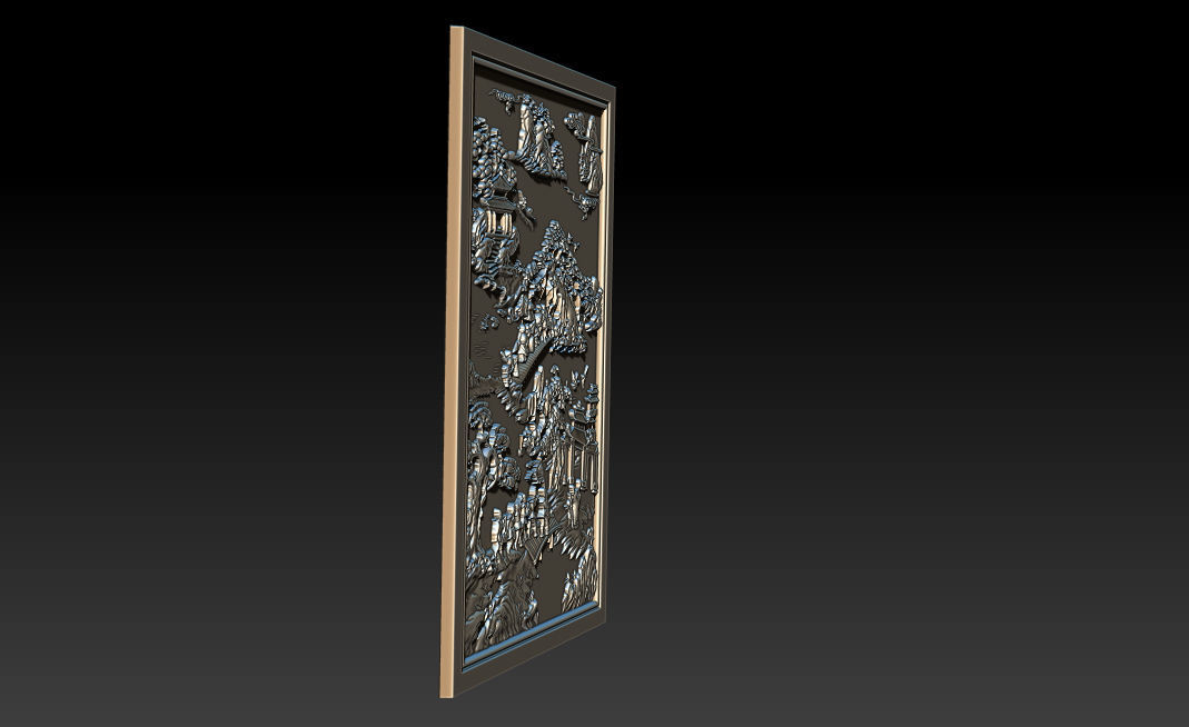 Mural landscape wood carving file stl OBJ and ZTL for CNC 3D print model_13