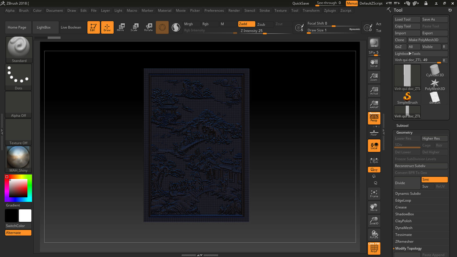 Mural landscape wood carving file stl OBJ and ZTL for CNC 3D print model_17