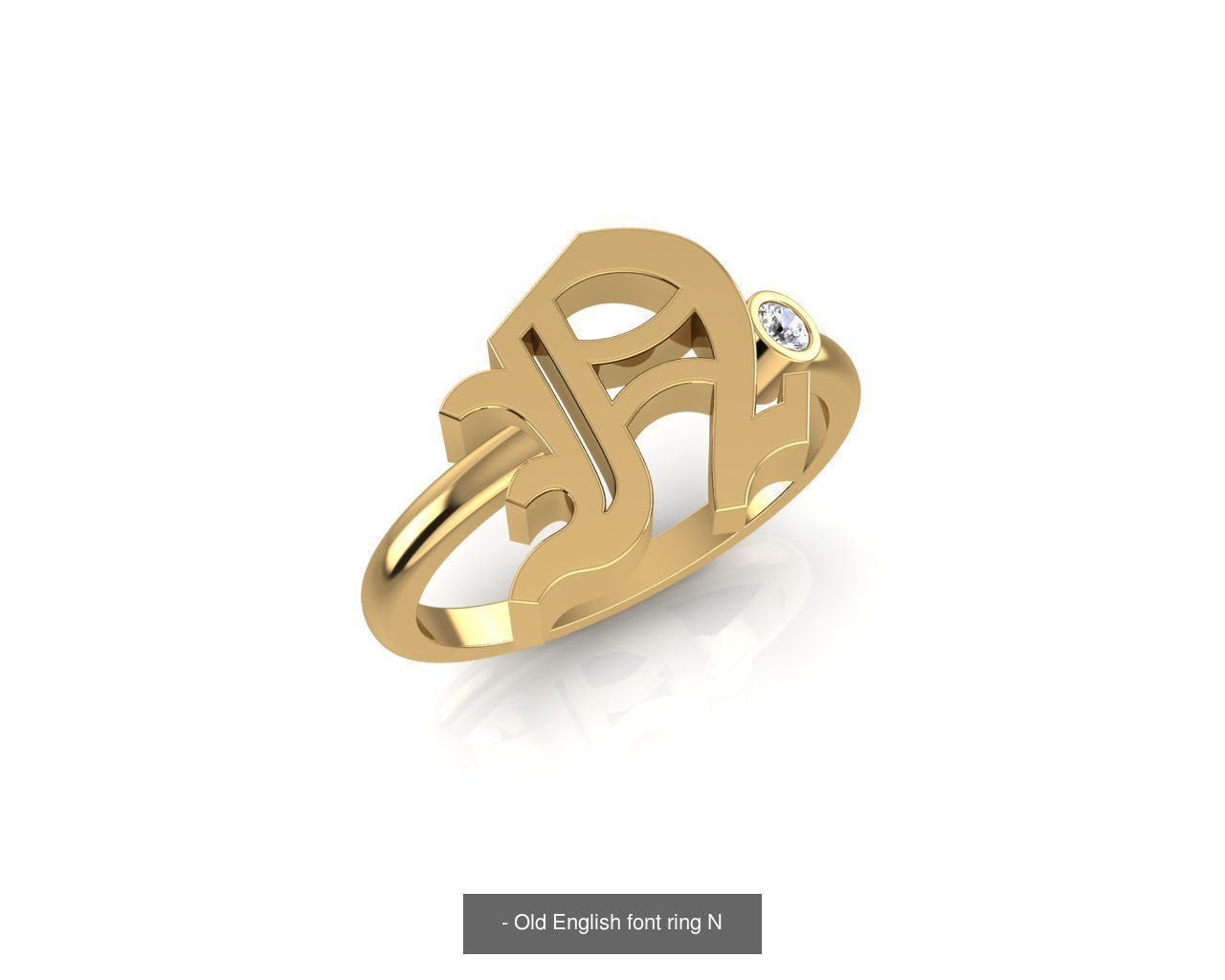 - Old english alphabet rings A-Z 3D Model Collection_17