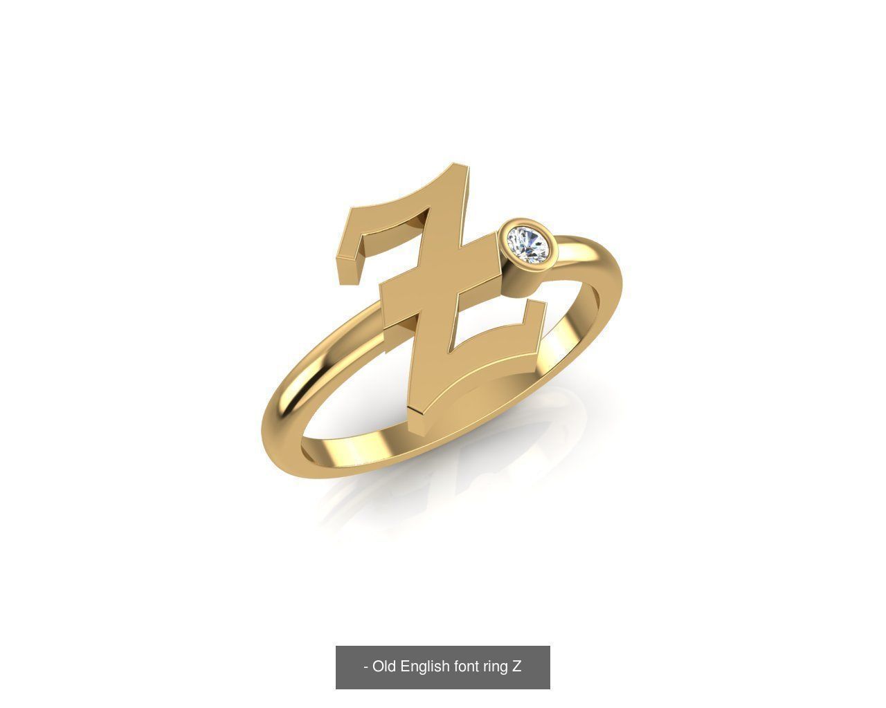 - Old english alphabet rings A-Z 3D Model Collection_29