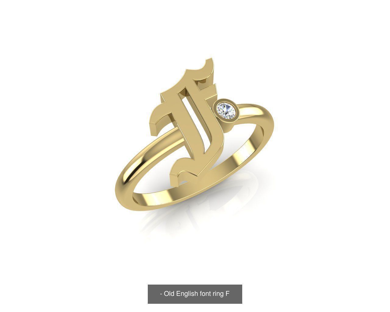 - Old english alphabet rings A-Z 3D Model Collection_9