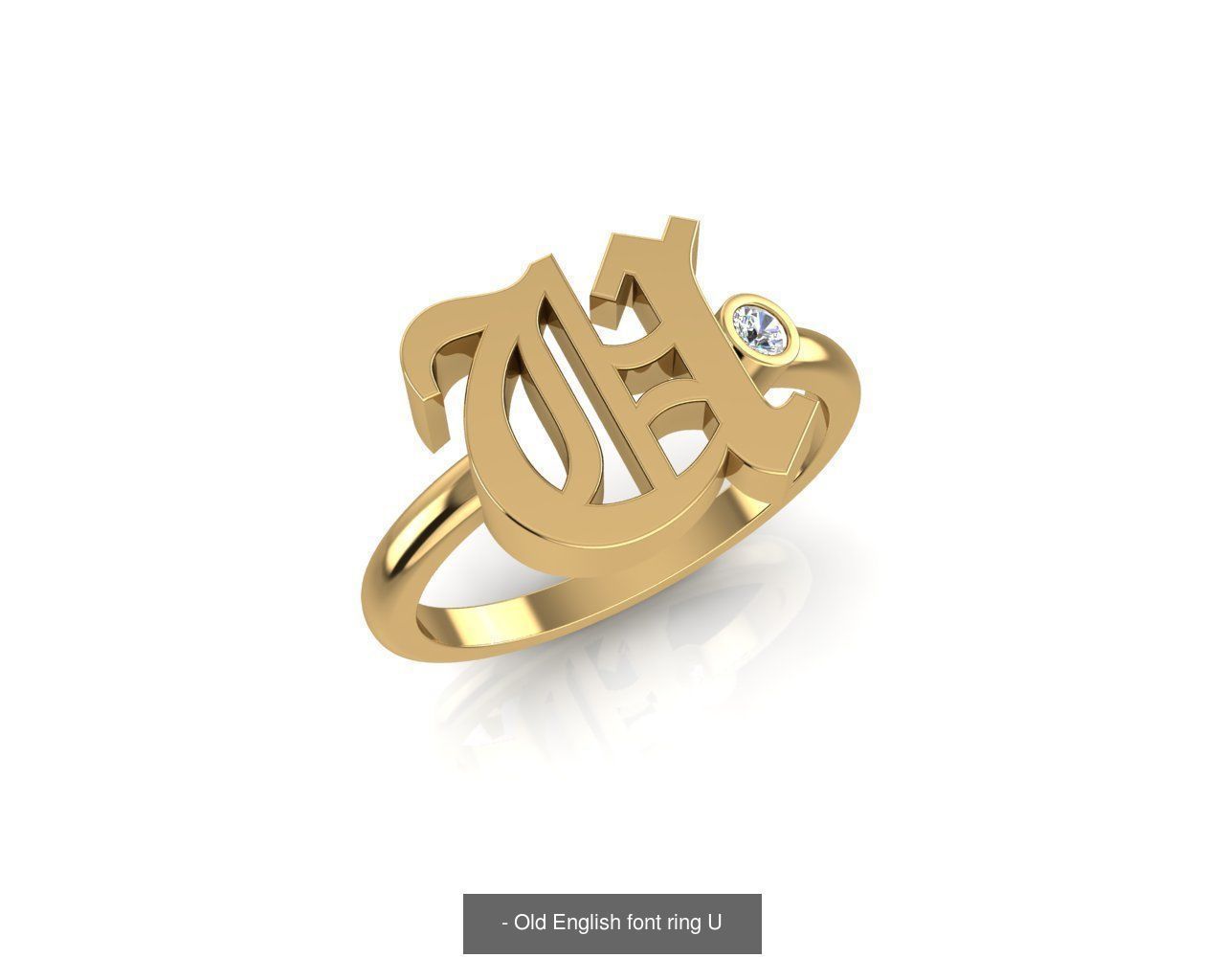 - Old english alphabet rings A-Z 3D Model Collection_24