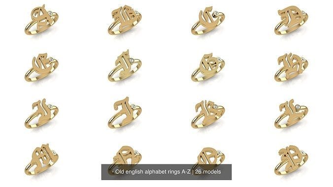 - Old english alphabet rings A-Z 3D Model Collection