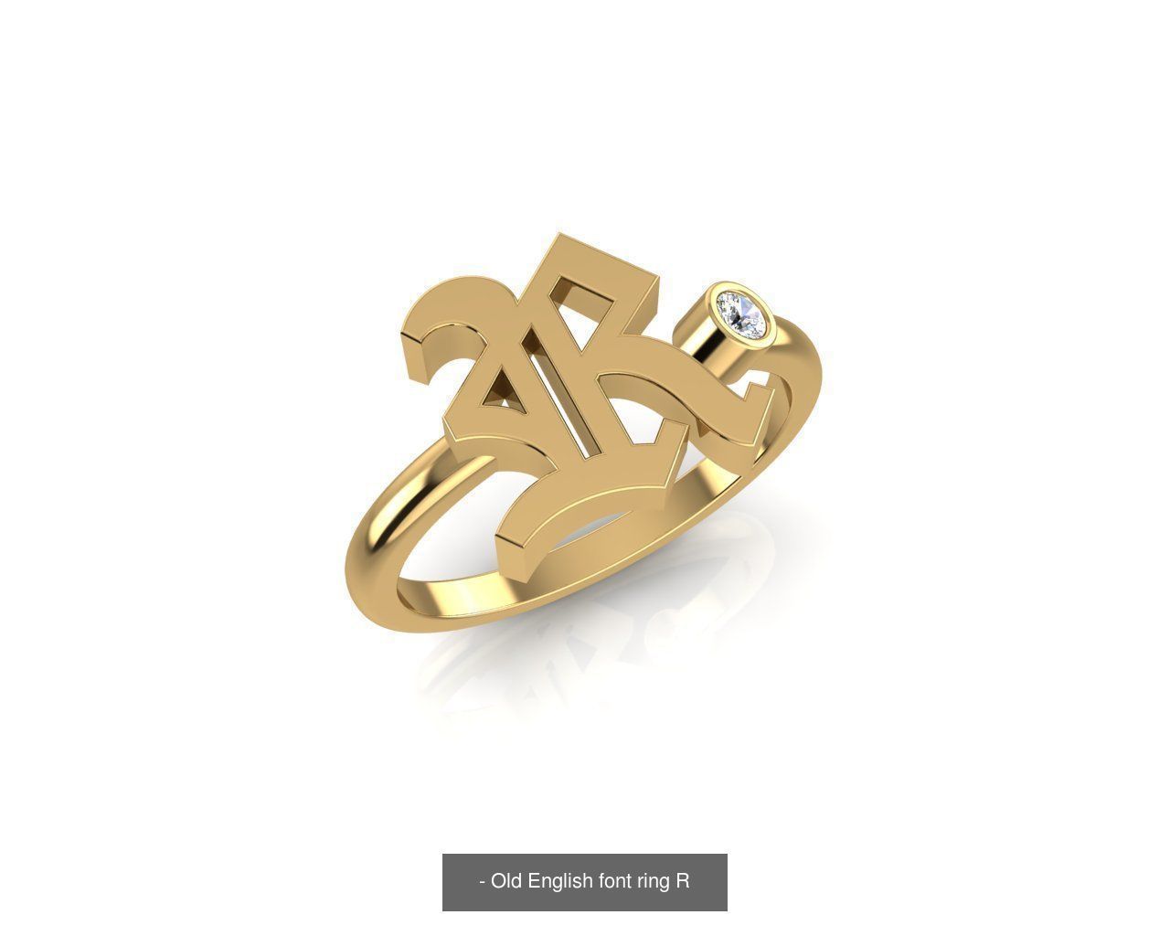 - Old english alphabet rings A-Z 3D Model Collection_21