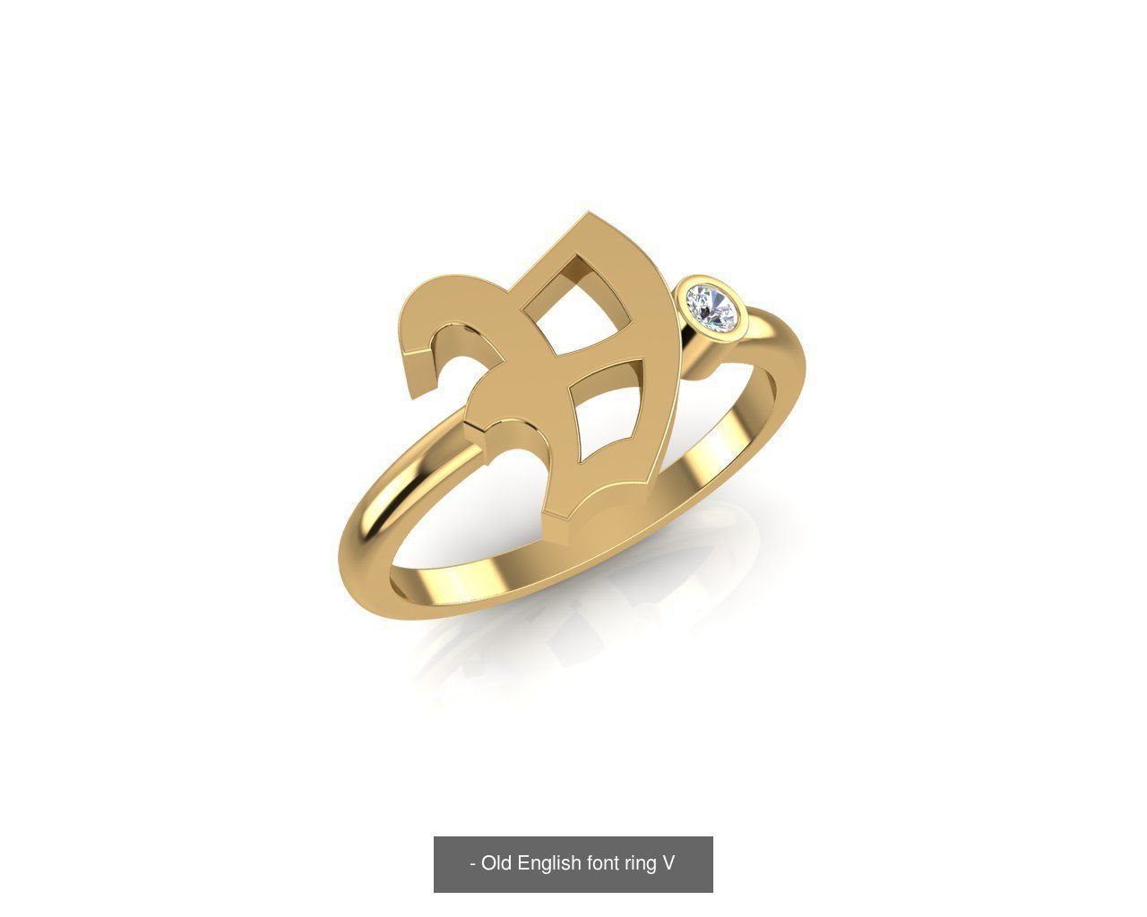 - Old english alphabet rings A-Z 3D Model Collection_25