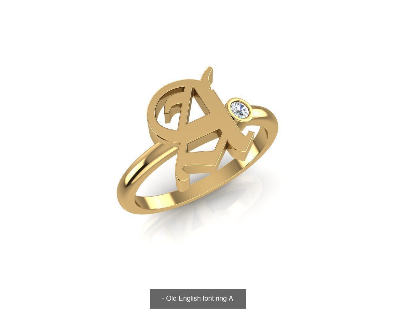 - Old english alphabet rings A-Z 3D Model Collection_4