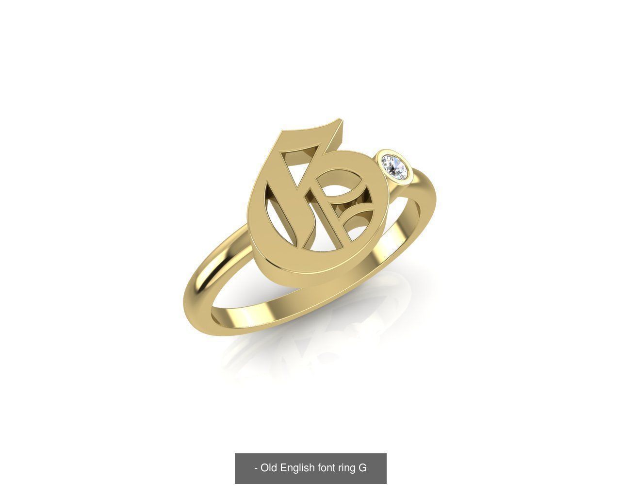 - Old english alphabet rings A-Z 3D Model Collection_10
