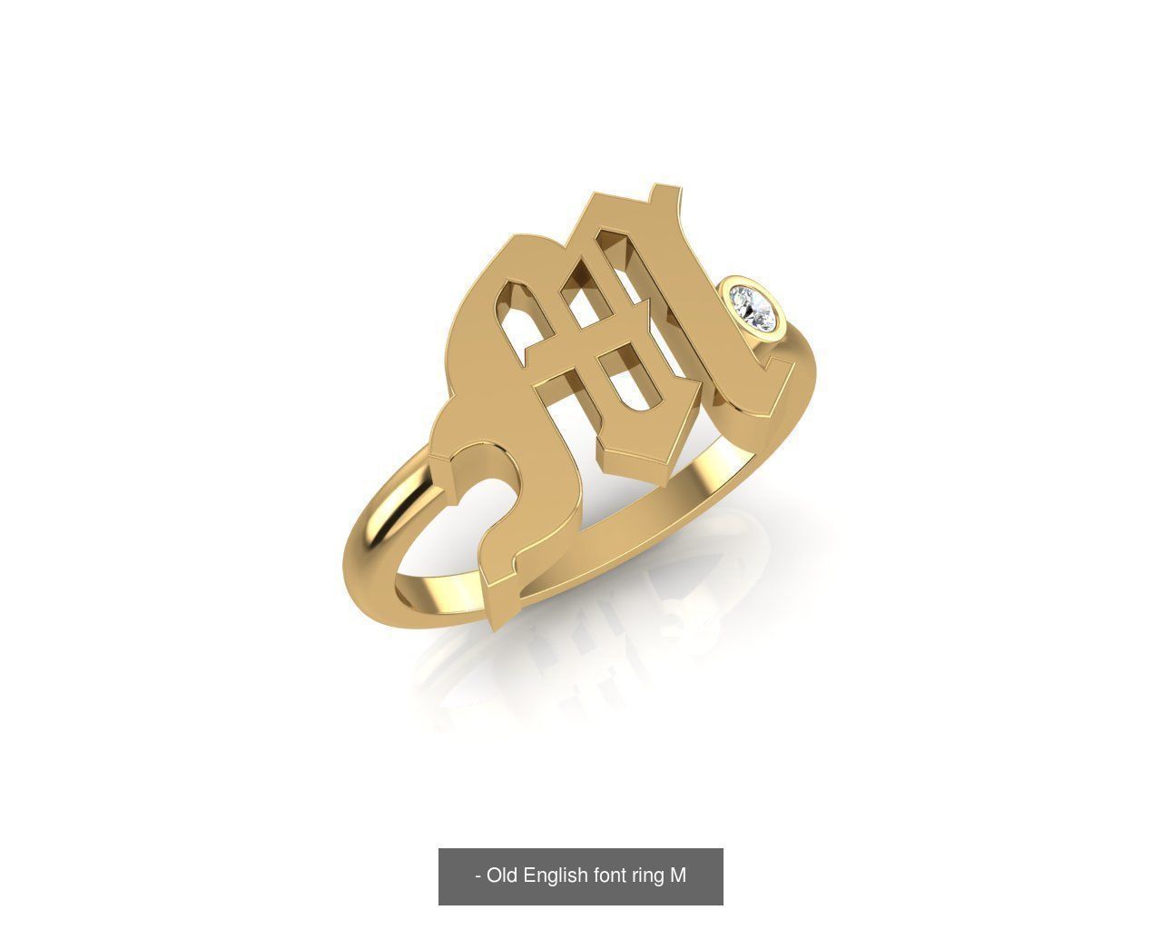 - Old english alphabet rings A-Z 3D Model Collection_16