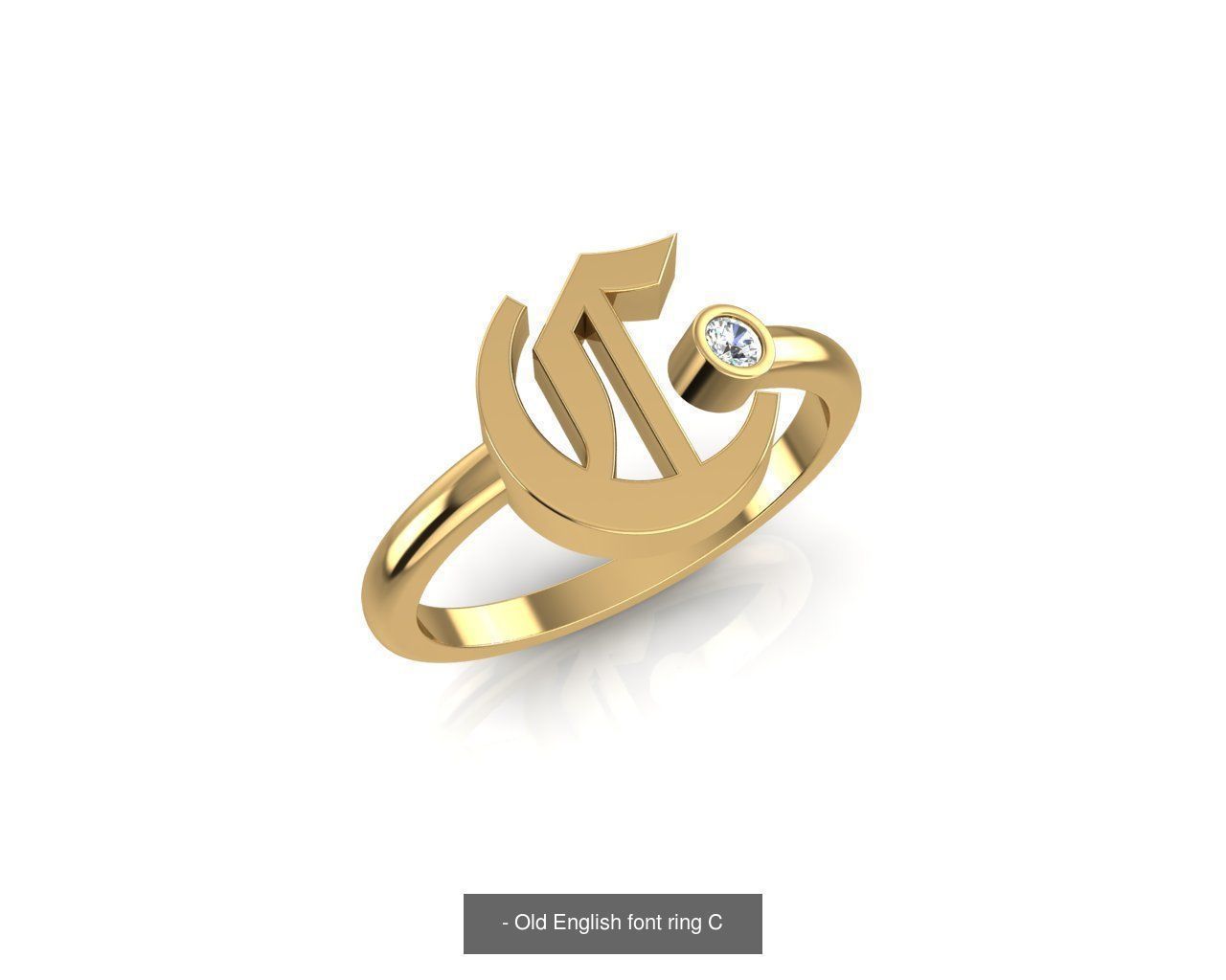 - Old english alphabet rings A-Z 3D Model Collection_6