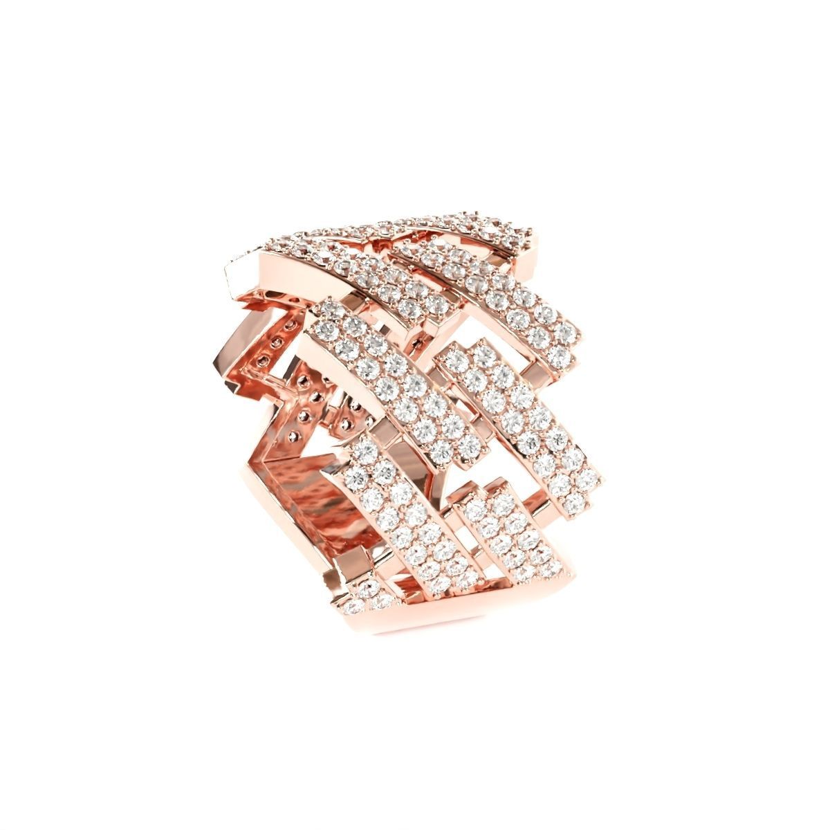 Diamond cuban link half band ring-1 3D print model_5