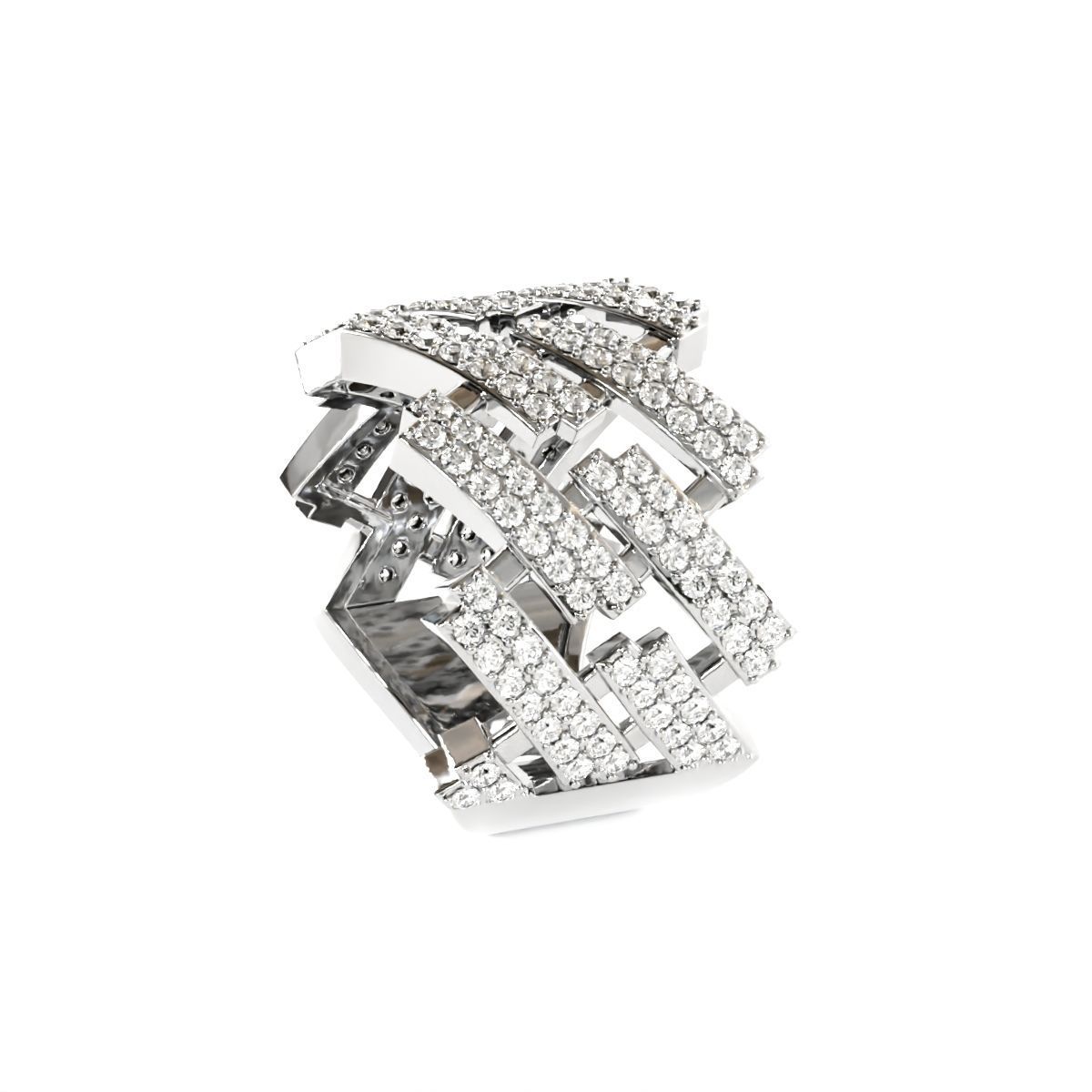 Diamond cuban link half band ring-1 3D print model_8