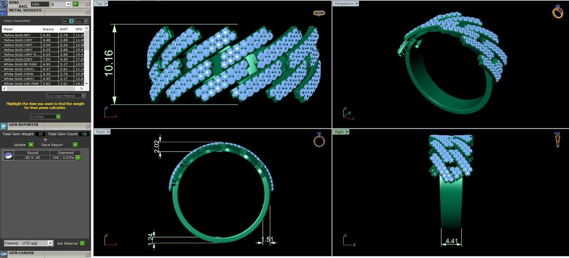 Diamond cuban link half band ring-2 3D print model_3