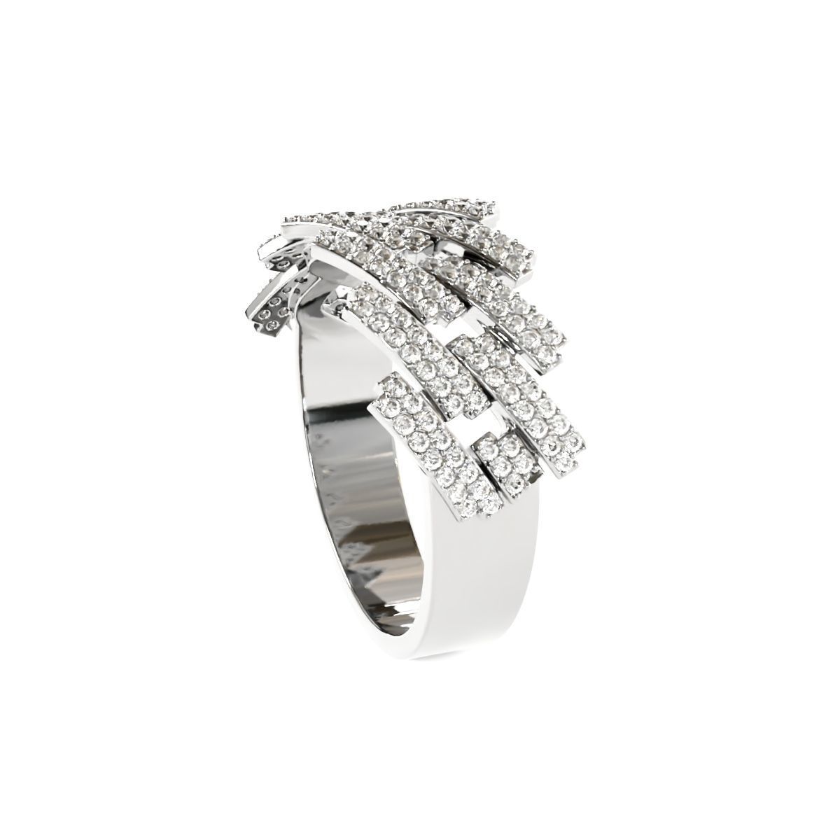 Diamond cuban link half band ring-2 3D print model_8