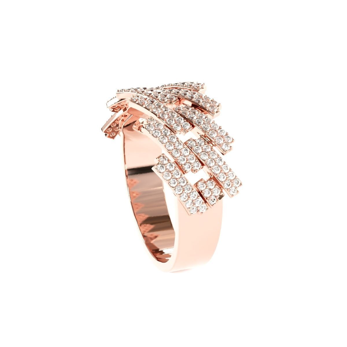 Diamond cuban link half band ring-2 3D print model_5