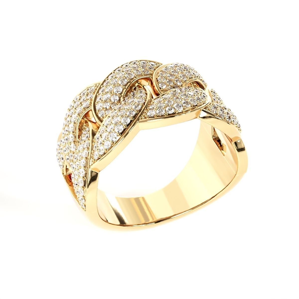 Cuban link half band ring 3D print model_9