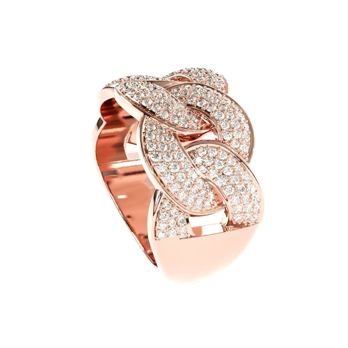 Cuban link half band ring 3D print model_5