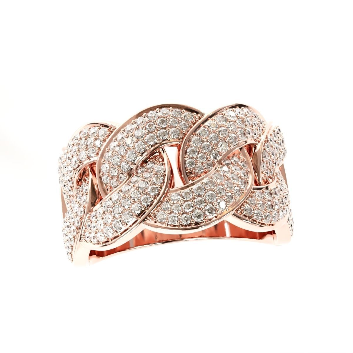 Cuban link half band ring 3D print model_4