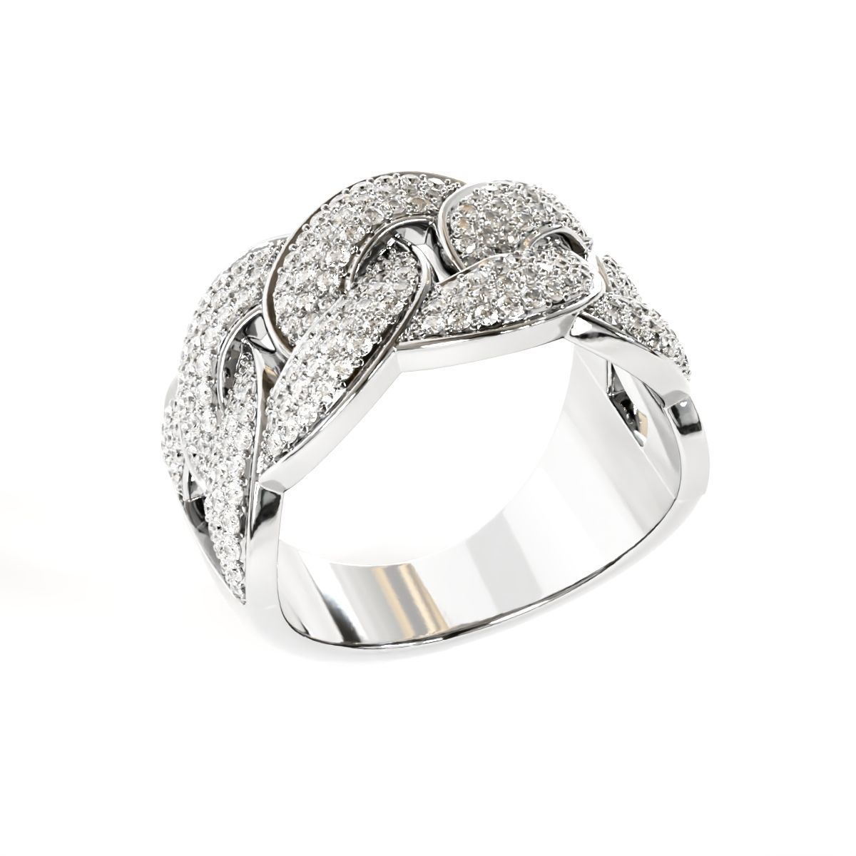 Cuban link half band ring 3D print model_2