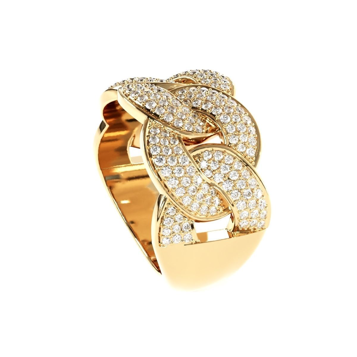 Cuban link half band ring 3D print model_8
