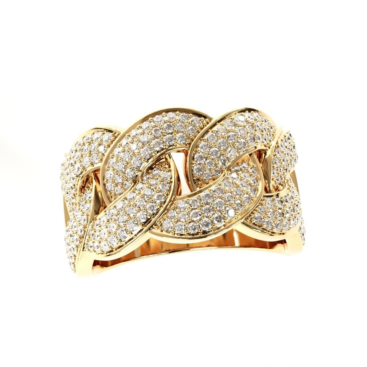 Cuban link half band ring 3D print model_7