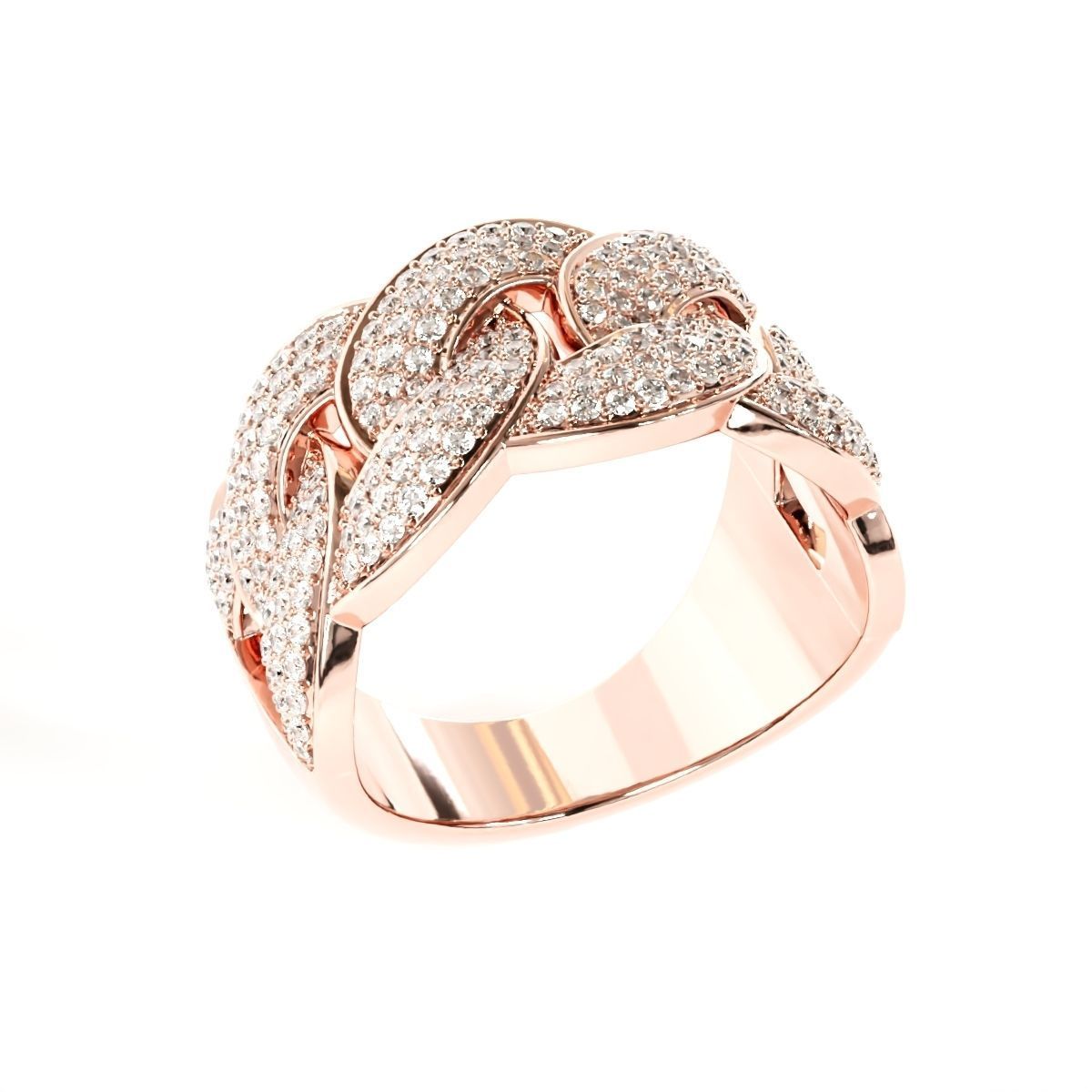 Cuban link half band ring 3D print model_6