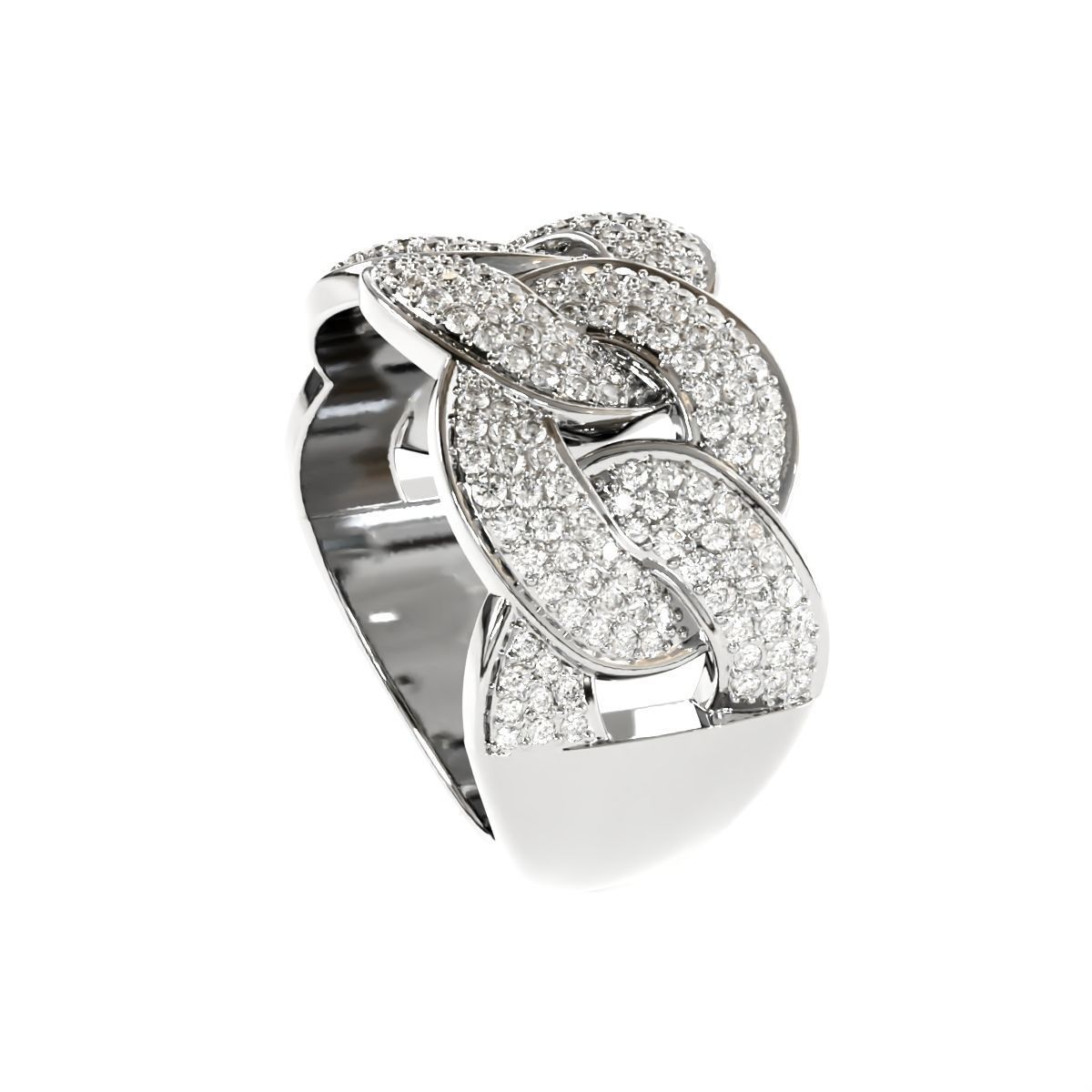 Cuban link half band ring 3D print model_1